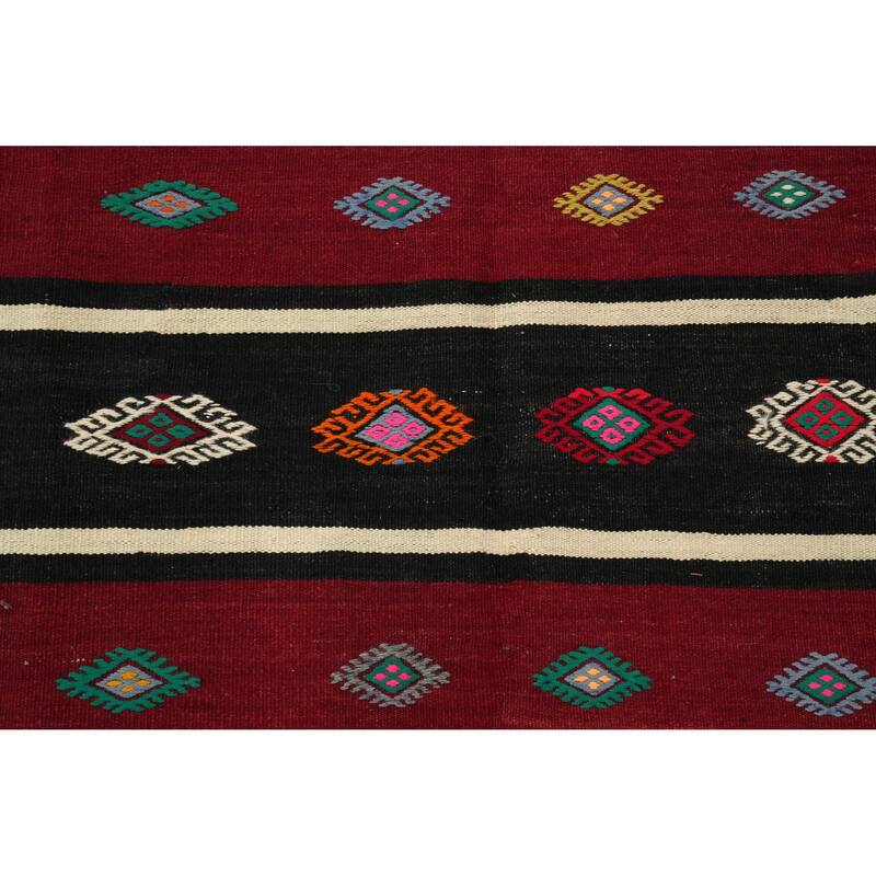 Hand Woven Oriental 100% Wool Carpet Southwestern Tribal Red Kilim Area Rug - 10' 6'' X 5' 10''