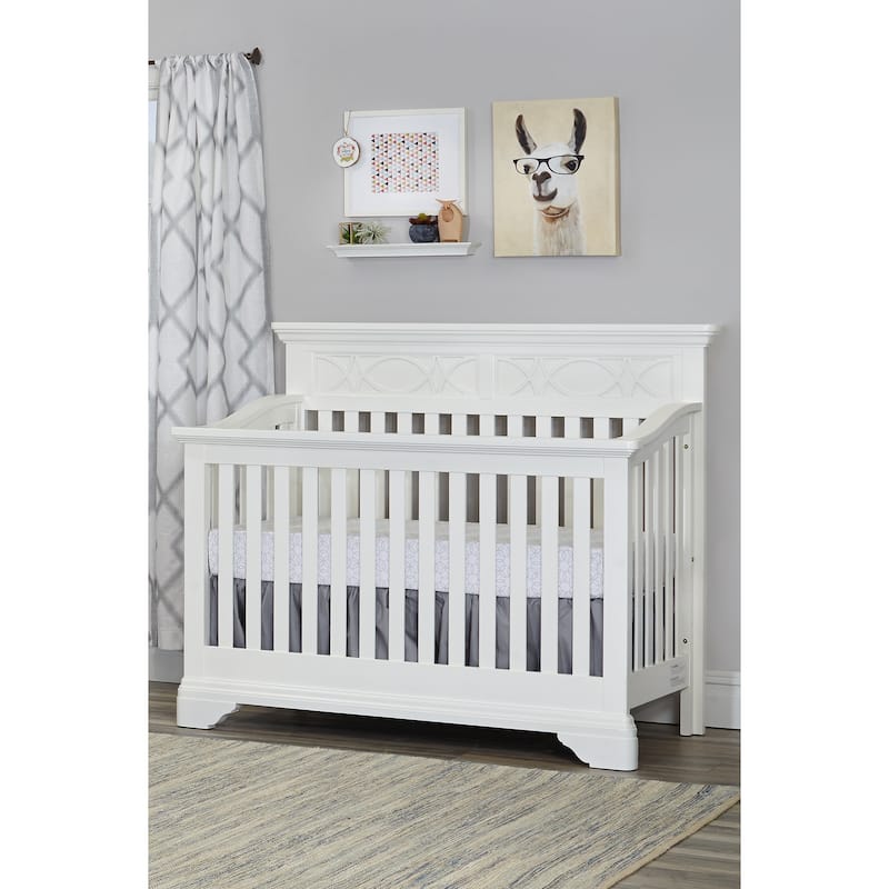 HomeRoots White Solid and Manufactured Wood Standard Four In One Convertible Crib - 60.25