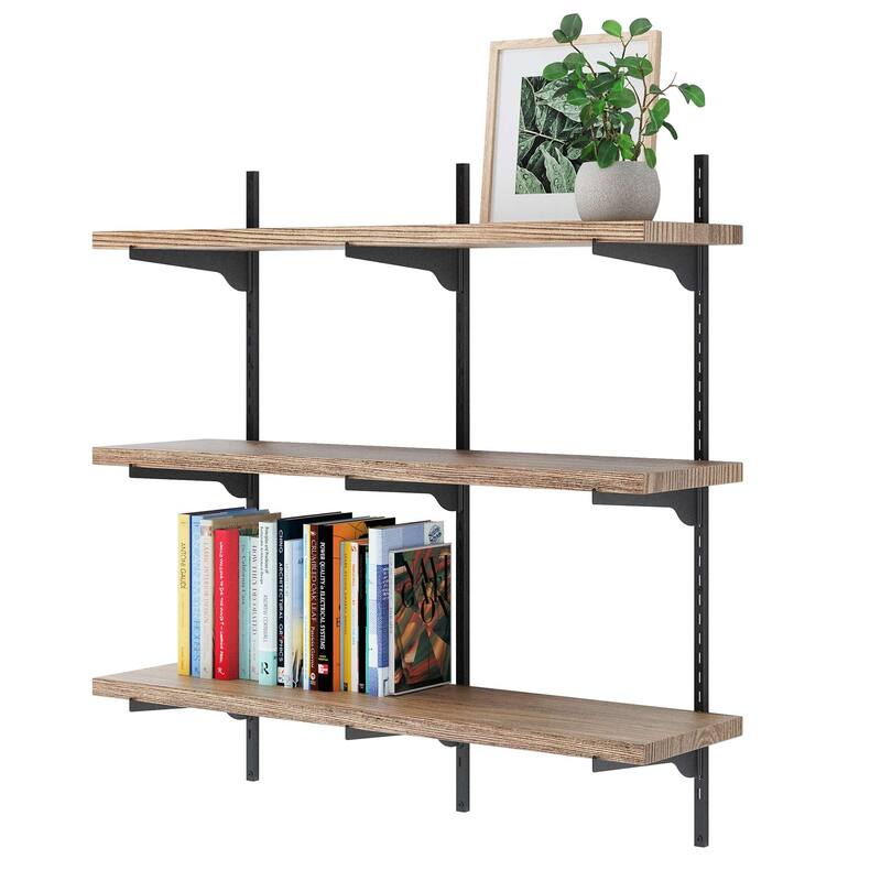 Wallniture Turin 36" Floating Bookshelves with Adjustable Brackets, Hanging Shelves, Living Room Decor 2,3 or 4 Tier Options