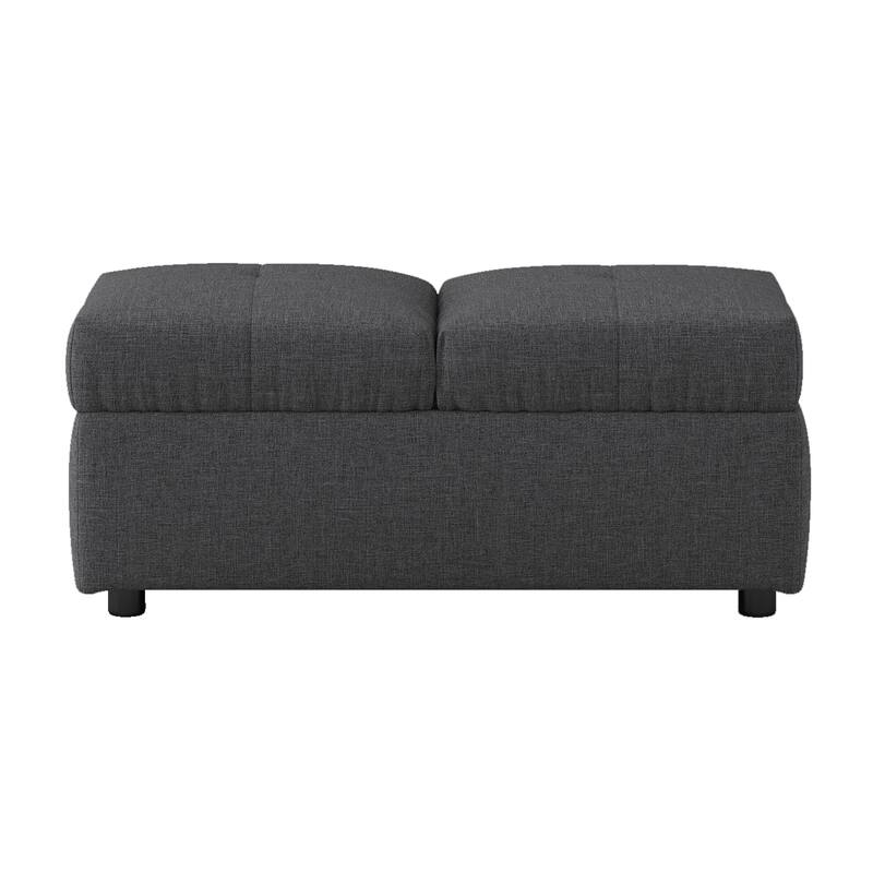 Stylish 1pc Storage Ottoman Convertible Chair Foam Cushioned Fabric Upholstered Solid Wood Plywood Frame Living Room Furniture