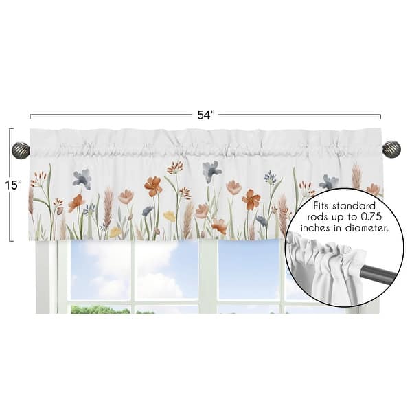 Boho Floral Garden Flower Girl Window Curtain Valance Sage Green Watercolor Bohemian Floral Farmhouse Vintage Shabby Chic Nature