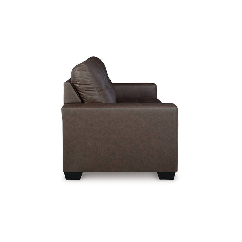 Barl Sofa, Modern Style 85 Inch Soft Tufted Dark Brown Faux Leather