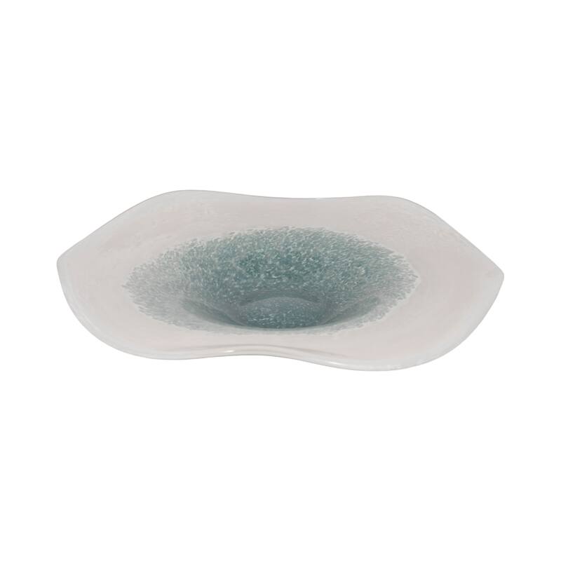 Decorative Speckled Wave Glass Bowl - Home Decor - 12", Blue & White - 12.0"