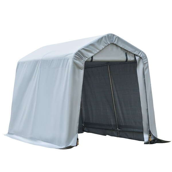 White Outsunny 20 L x 10 W Heavy Duty Outdoor Carport Awning/Canopy with Weather-Fighting Material & Anchor Kit 