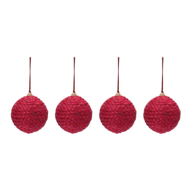 4ct Red Solid Christmas Ball Ornaments 4" (101mm)
