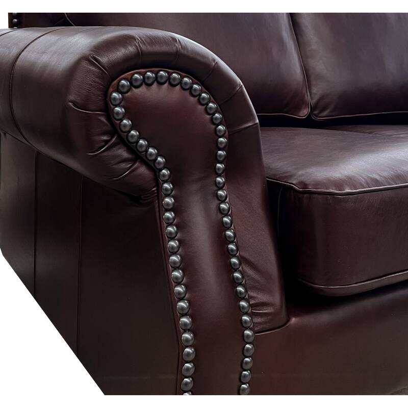 Brandon Distressed Whiskey Brown Top Grain Leather Sectional Sofa - 107"W x 39"D x 40"H - 107"W x 39"D x 40"H