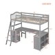 preview thumbnail 47 of 45, Twin Size Loft Bed with Desk, Storage Drawers, and Shelves, Solid Pine Wood Frame