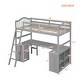 preview thumbnail 16 of 14, Twin size Loft Bed with Drawers, Cabinet, Shelves and Desk, Grey