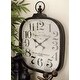 preview thumbnail 2 of 18, Black Metal Distressed Pocket Watch Style Decorative Wall Clock with Ring Finial