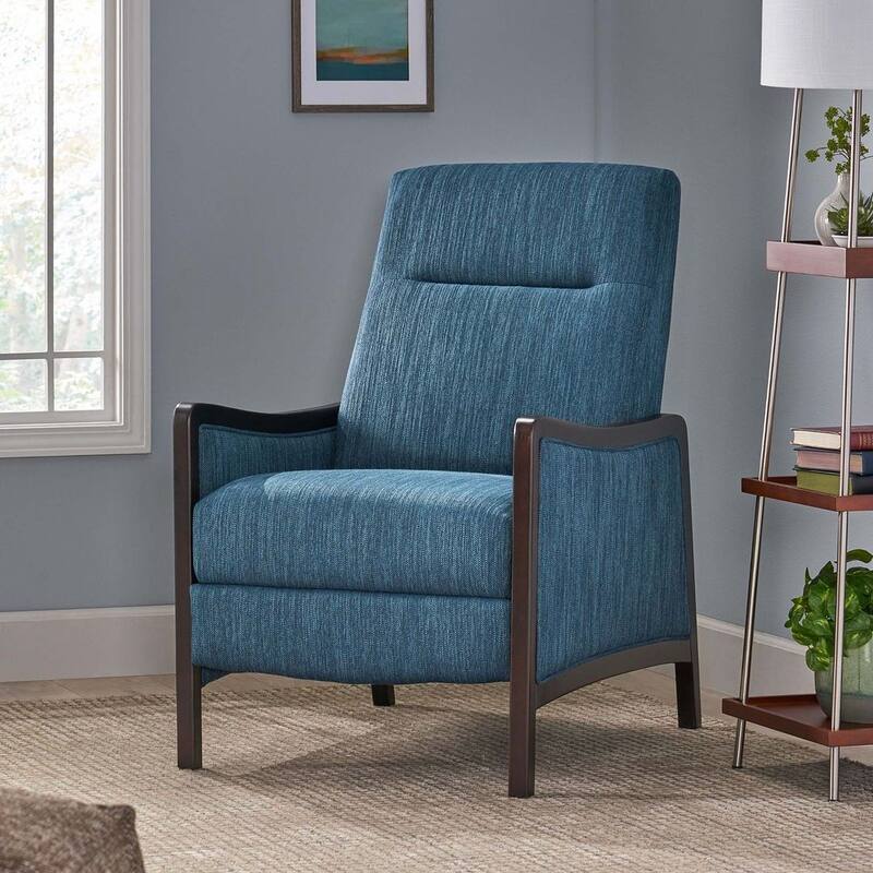 Mid-Century Modern Design Fabric Recliner Chair by Christopher Knight Home -  Navy Blue