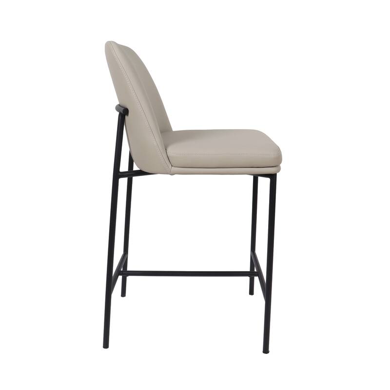 Manhattan Comfort Loft Vegan Leather Metal Counter Stool - Set of 2