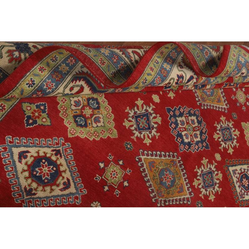 Geometric Kazak Area Rug Wool Carpet - 8'0" x 10'4"