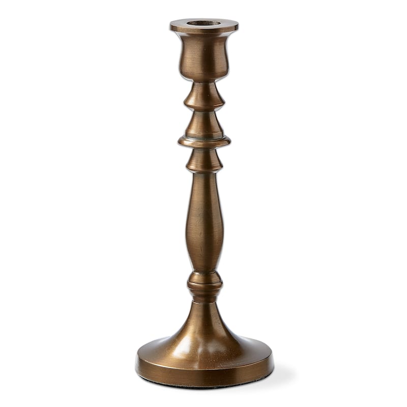Antique Brass Cast Aluminum Francesca Taper Candle Holder Large, 3.5L x 3.5W x 9.0H inches