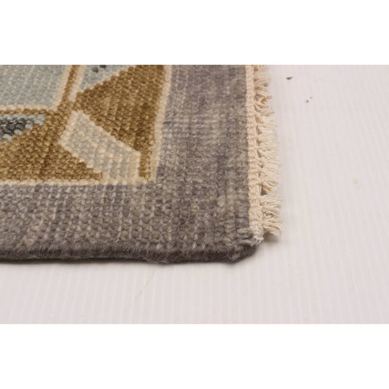 ECARPETGALLERY Hand-knotted Modern Oushak Dark Grey Wool Rug - 8'10 x 11'10