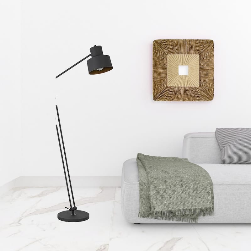 65 Inch Black Adjustable Traditional Shaped Floor Lamp with Metal Dome Shade and Plug-In Dimmable Light for Bedroom