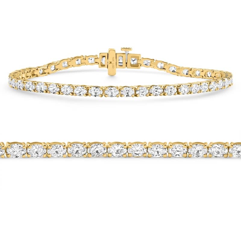 Bliss Diamond 4.5Ct Oval Cut Diamond Tennis Bracelet 7" Yellow Gold Lab Grown - Yellow - 7 Inch