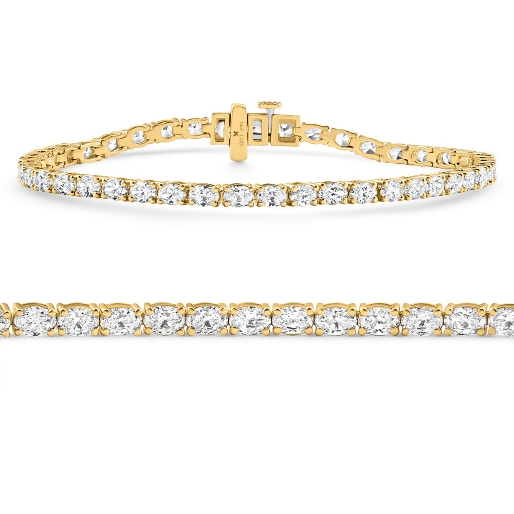 Bliss Diamond 4.5Ct Oval Cut Diamond Tennis Bracelet 7" Yellow Gold Lab Grown
