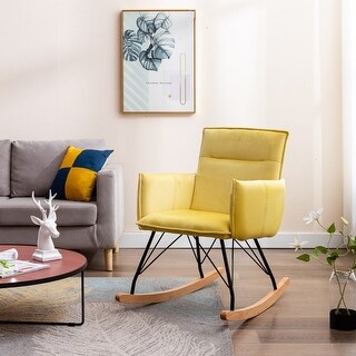 Morden Velvet Rocking Chair Living Room Upholstered Accent Chair ...