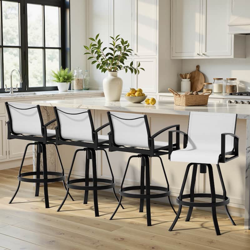 30''H Outdoor Patio Aluminum Premium Sumbrella Fabric Swivel Bar Stools