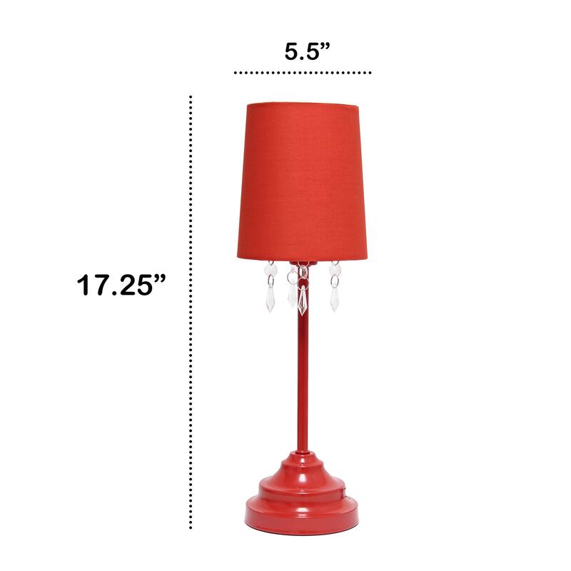 17.25 in. Red Finish Table Lamp with Red Shade, Sturdy Table Lamp for Living Rooms and Bedrooms