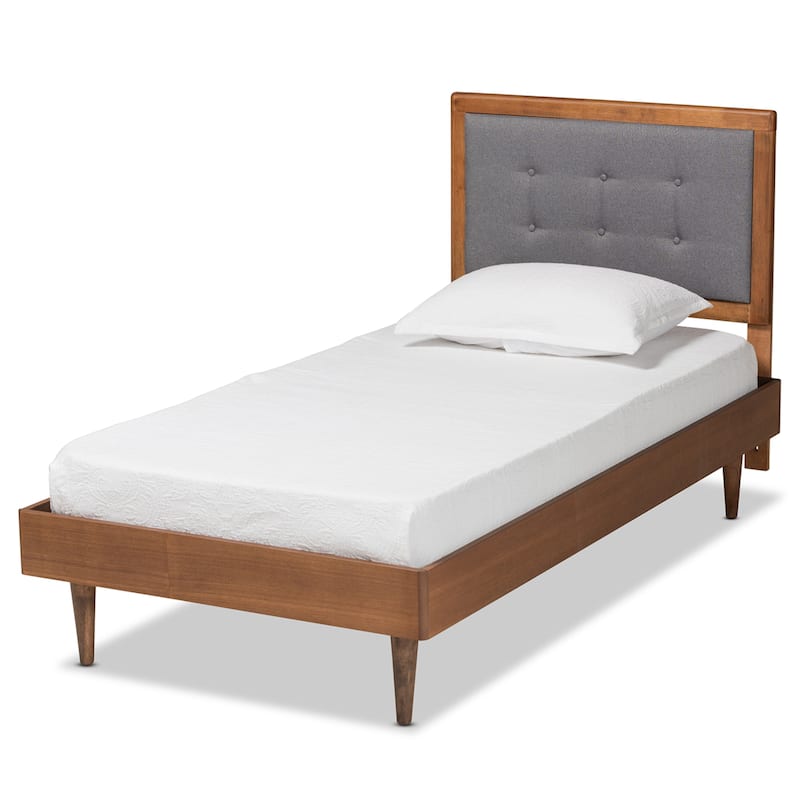 Greta Mid-Century Modern Twin Size Platform Bed - Champagne