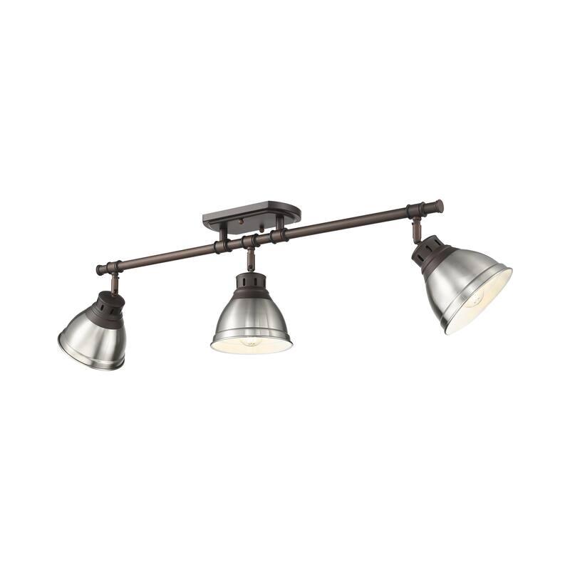 Yep by Golden Lighting Duncan 3-light Semi-Flush Mount in Rubbed Bronze and Pewter shade - Rubbed Bronze - 3-Light Semi-flush
