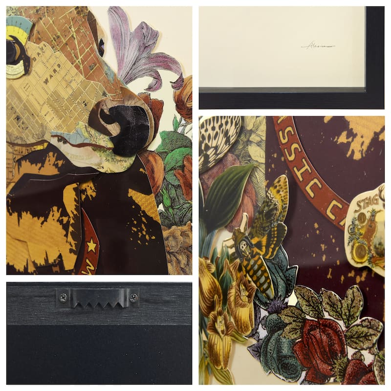 Empire Art "Mr. Deer" Alex Zeng's dimensional collage, under glass & a black shadow box frame