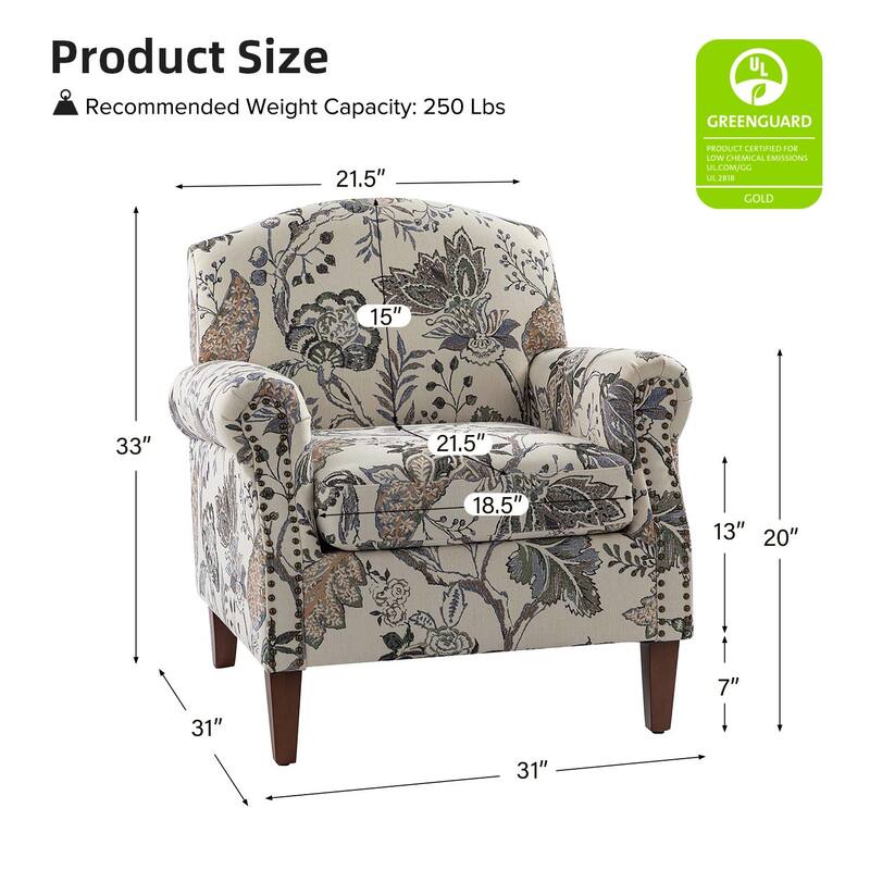 Giampiero Living Room Armchair with Nailhead Trims Set of 2 by HULALA HOME