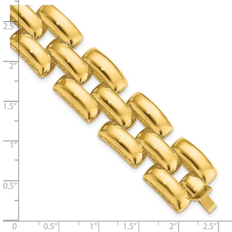 Curata Italian 14k Yellow Gold 7.5" 18.25mm Panther Link Stampato Bracelet - 18.25mm x 7.5"