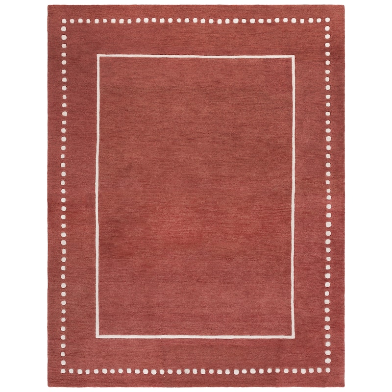 SAFAVIEH Handmade Bella Mitana Dotted Border Wool Rug - 8' x 10' - Red/Ivory