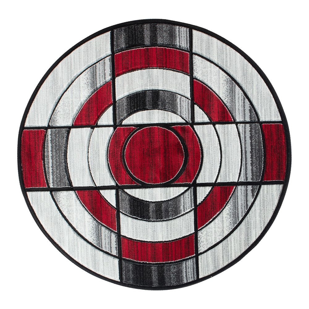 Orelsi Collection Abstract Area Rug with Hand Carved Accents