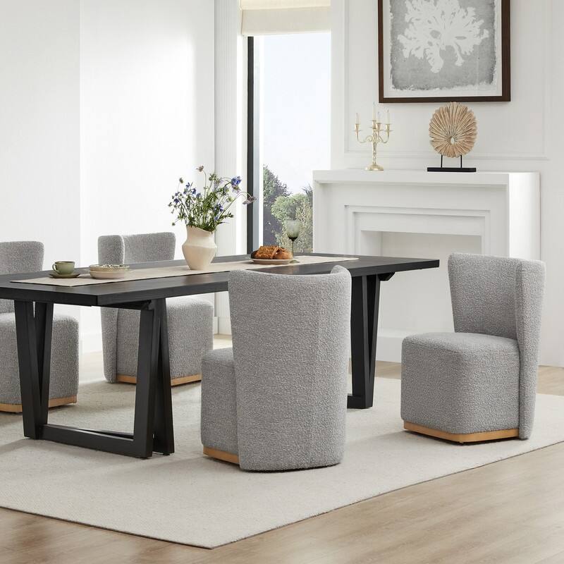 Spruce & Spring Kevin Modern Wingback Dining Chairs with Casters&Wood Base Set of 2 - Set of 2