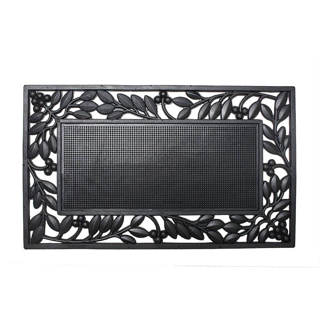 J & M Home Fashions 18" X 30" Natural Rubber Wrought Iron Floor Mat