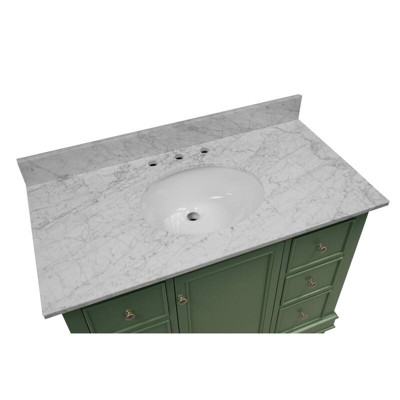 KitchenBathCollection Bella 42" Bathroom Vanity with Carrara Marble Top