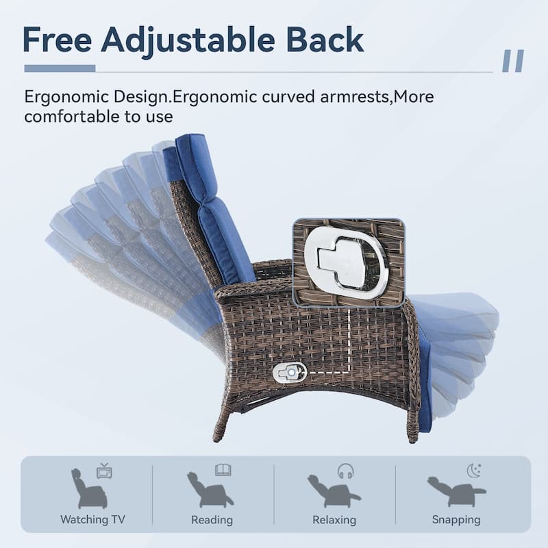 Outdoor Chaise Lounge Chair Adjustable 6-Position