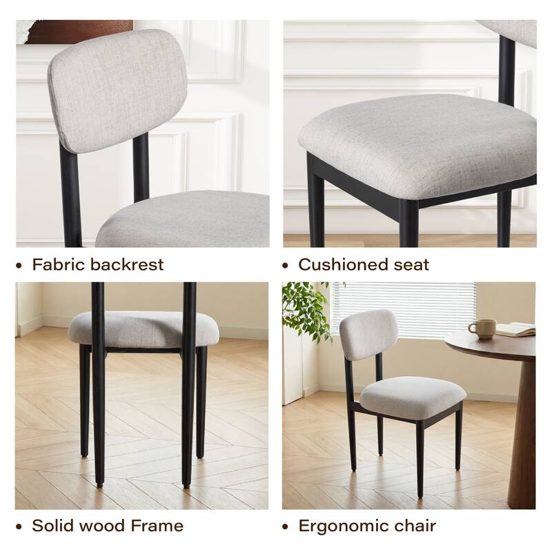 Modern Upholstered Dining Chair with Solid Wood Legs Side Chair for Kitchen Dining Room Living Room (Set of 2)
