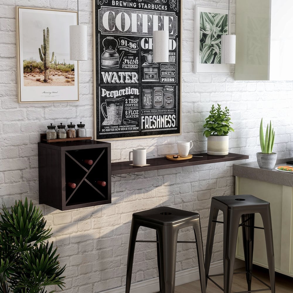 Hazen Mid-century Modern 4-Bottle Floating Wine Rack by Furniture of America