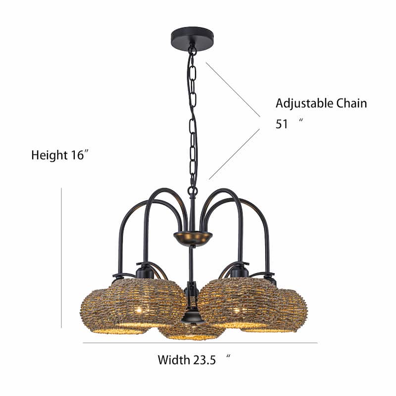 Vesper 5-light Modern Farmhouse Rustic Chandelier - 24 in. Wide/16 in. Tall