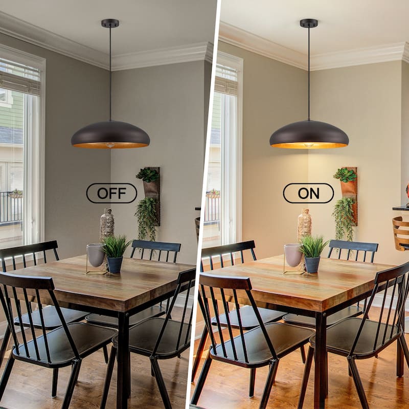 Modern Farmhouse Black Bowl Oversized Dome Pendant Light - W19.69"