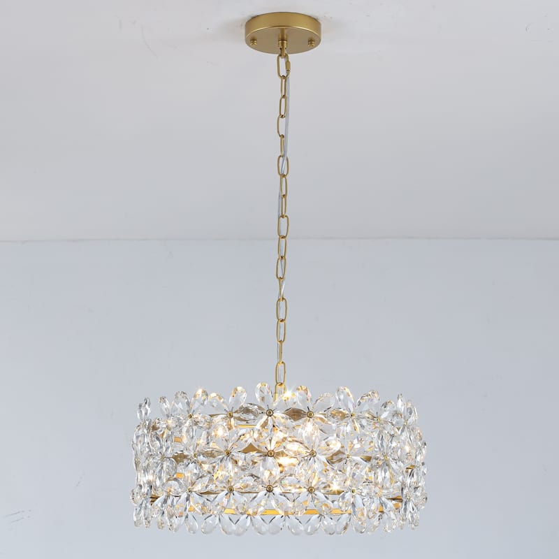 3-Light Crystal Flower Chandelier - Adjustable Chain for Glamorous Home Dining/Living - 3 Light