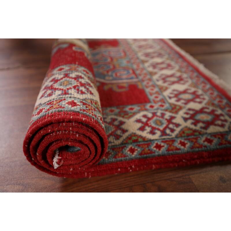 Red Kazak Accent Rug Handmade Traditional Wool Carpet - 2'7" x 4'0"