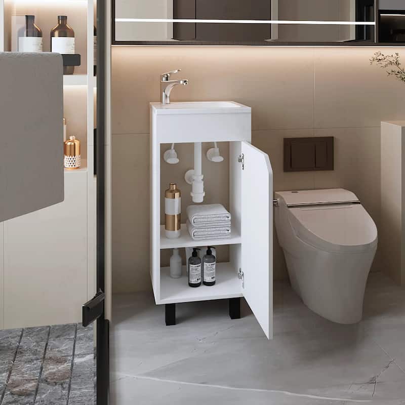 Compact and Stylish Bathroom Vanity with Integrated Sink