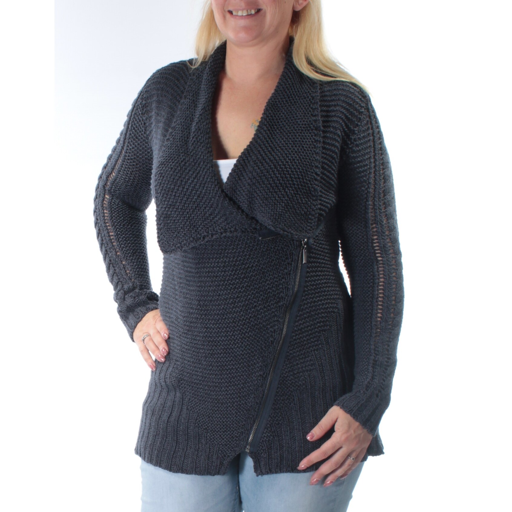 navy wrap sweater