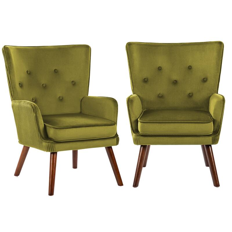 Velvet Upholstered Accent Chair Armchair for Living Room