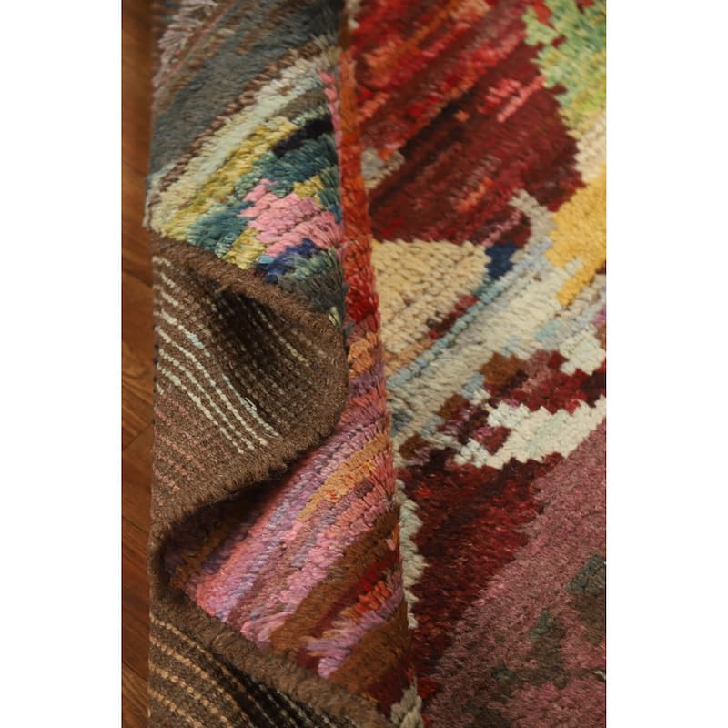 Abstract Moroccan Oriental Rug Handmade Multi-Color Wool Carpet - 3'7" x 5'10"
