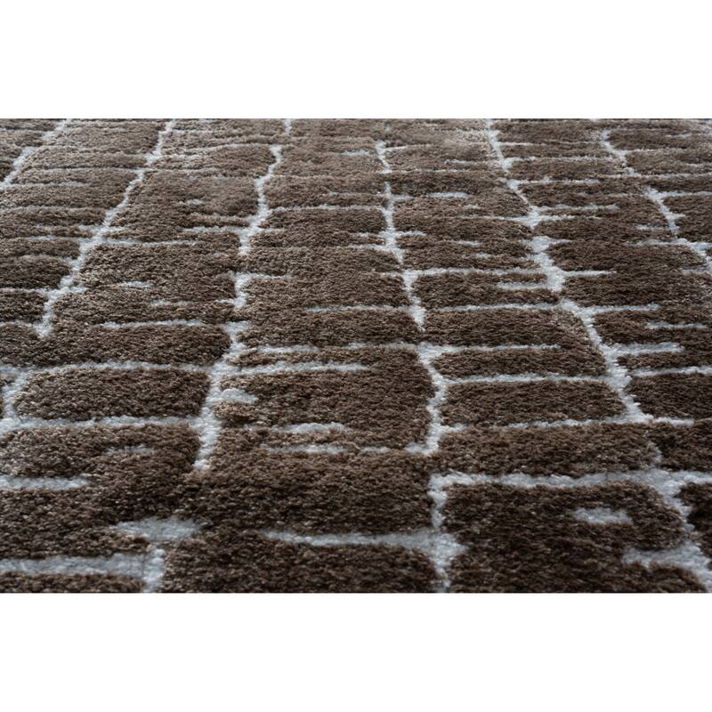 Nina Genesis Brown and Ivory Recycled Polyester Area Rug - 9' x 12'