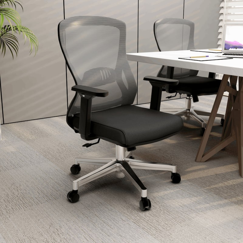 Cotton Office Chair with Mesh Mid-Back Adorit Series by LeisureMod