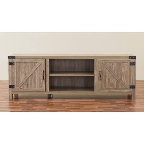 Rustic Farmhouse 70-inch Barn Door Media Console TV Stand - 70 inches