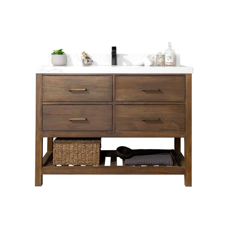 Willow Collections 48 in. W x 22 in. D Parker Solid Teak Single Sink Bathroom Vanity with Countertop