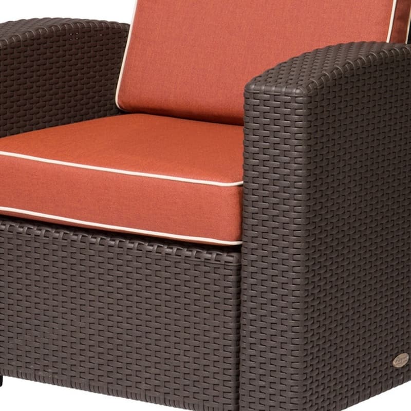 33" Red Heavy Duty Plastic Outdoor Accent Chair with Red Cushion